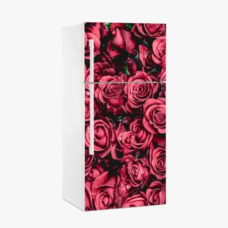 Sticker pour réfrigérateur bouquet de roses rouges en gros plan – Wallnifity®