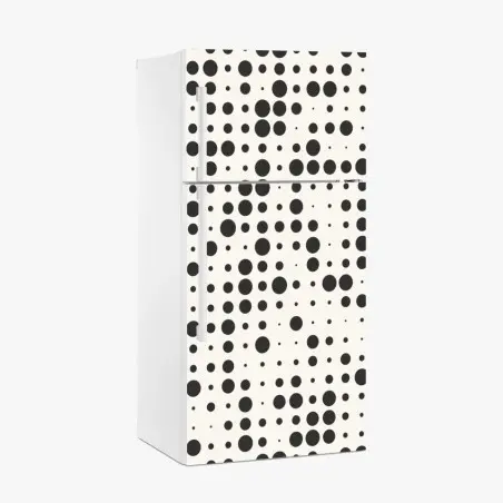 Sticker pour réfrigérateur motif à pois graphique noir et crème – Wallnifity®