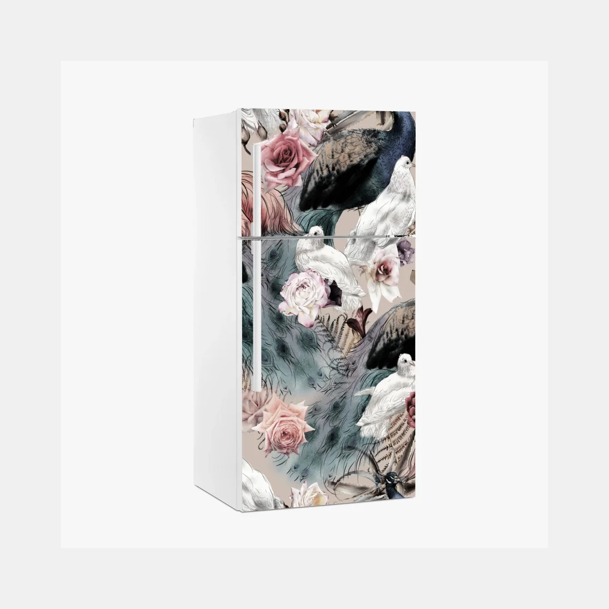 Sticker pour réfrigérateur parade de plumes et roses en aquarelle – Wallnifity® Sticker pour réfrigérateur parade de plumes et roses en aquarelle – Wallnifity®