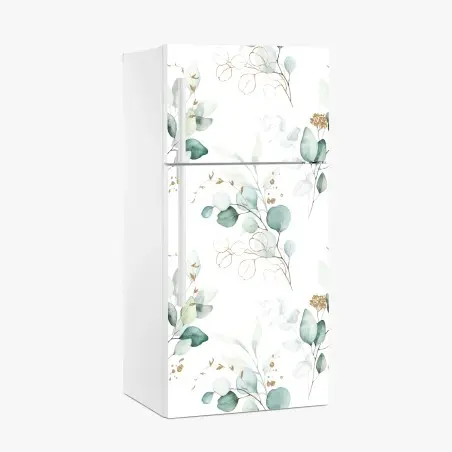 Sticker pour réfrigérateur motif botanique aquarelle eucalyptus doré – Wallnifity®
