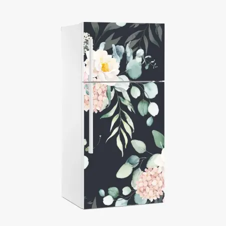 Sticker pour réfrigérateur bouquet aquarelle sur fond sombre – Wallnifity®