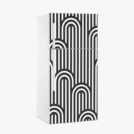 Sticker pour réfrigérateur motif d'arches géométriques noir et blanc – Wallnifity®