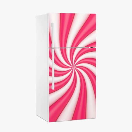 Sticker pour réfrigérateur tourbillon rose et blanc aux ondulations douces – Wallnifity®