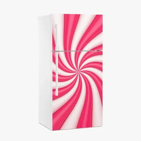 Sticker pour réfrigérateur tourbillon rose et blanc aux ondulations douces – Wallnifity®