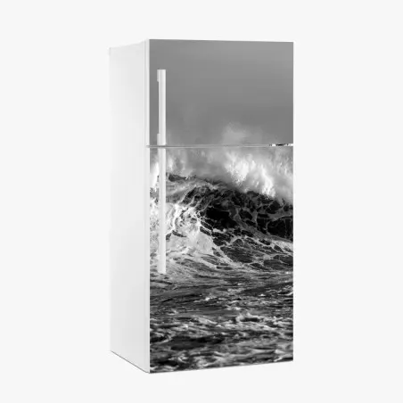 Sticker pour réfrigérateur vague puissante en noir et blanc – Wallnifity®