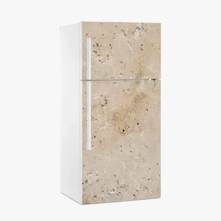Sticker pour réfrigérateur texture de pierre naturelle beige et rustique – Wallnifity®