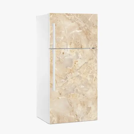 Sticker pour réfrigérateur marbre beige naturel aux veines délicates – Wallnifity®