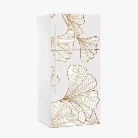 Sticker pour réfrigérateur motif de ginkgo doré élégant – Wallnifity®