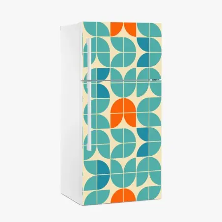 Sticker pour réfrigérateur motif géométrique rétro aux tulipes stylisées – Wallnifity®