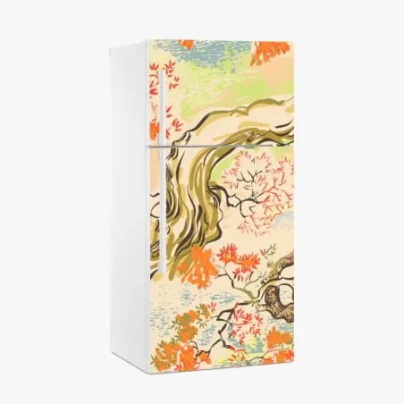 Sticker pour réfrigérateur paysage japonisant aux feuilles d'érable – Wallnifity®