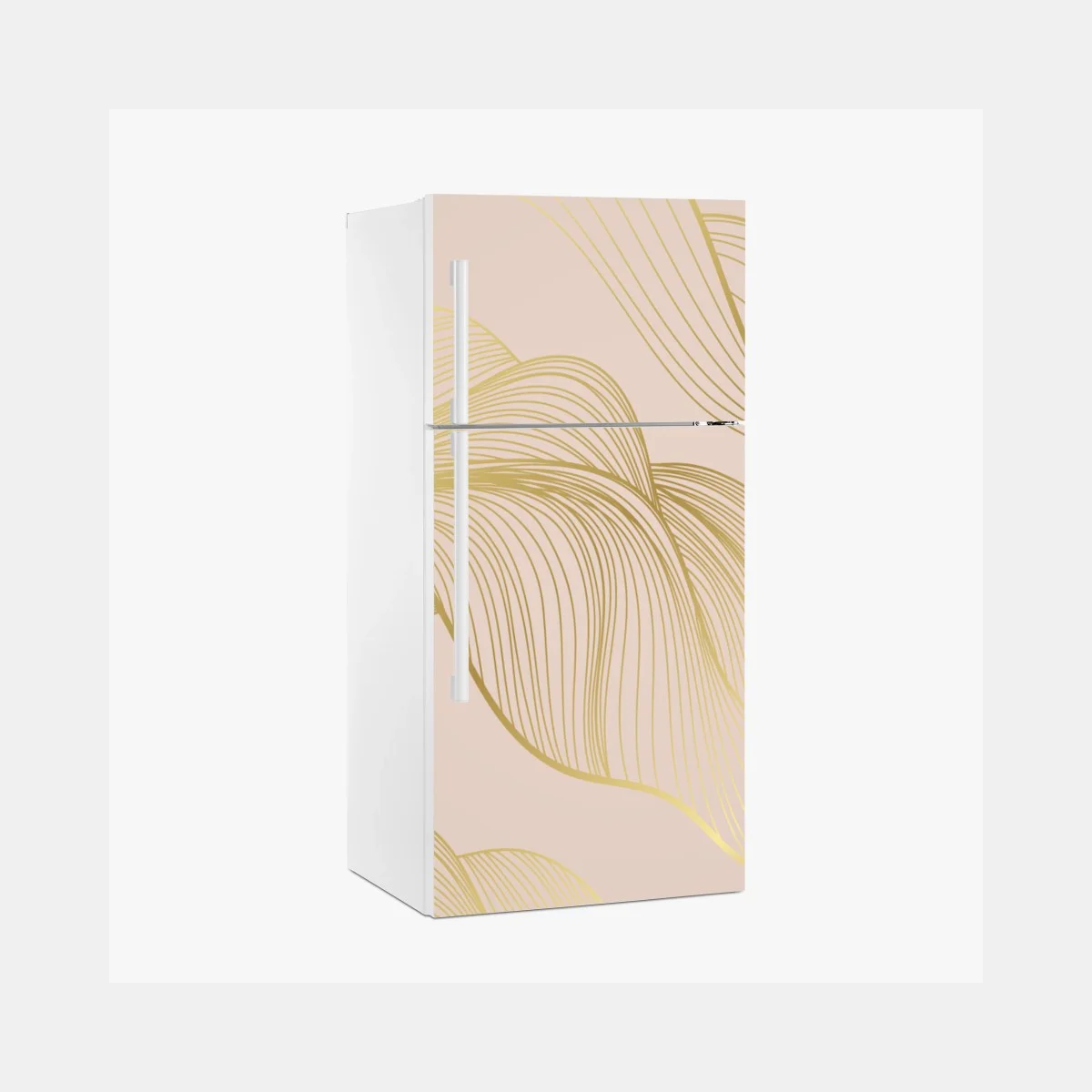 Sticker pour réfrigérateur vagues dorées sur fond beige poudré – Wallnifity® Sticker pour réfrigérateur vagues dorées sur fond beige poudré – Wallnifity®