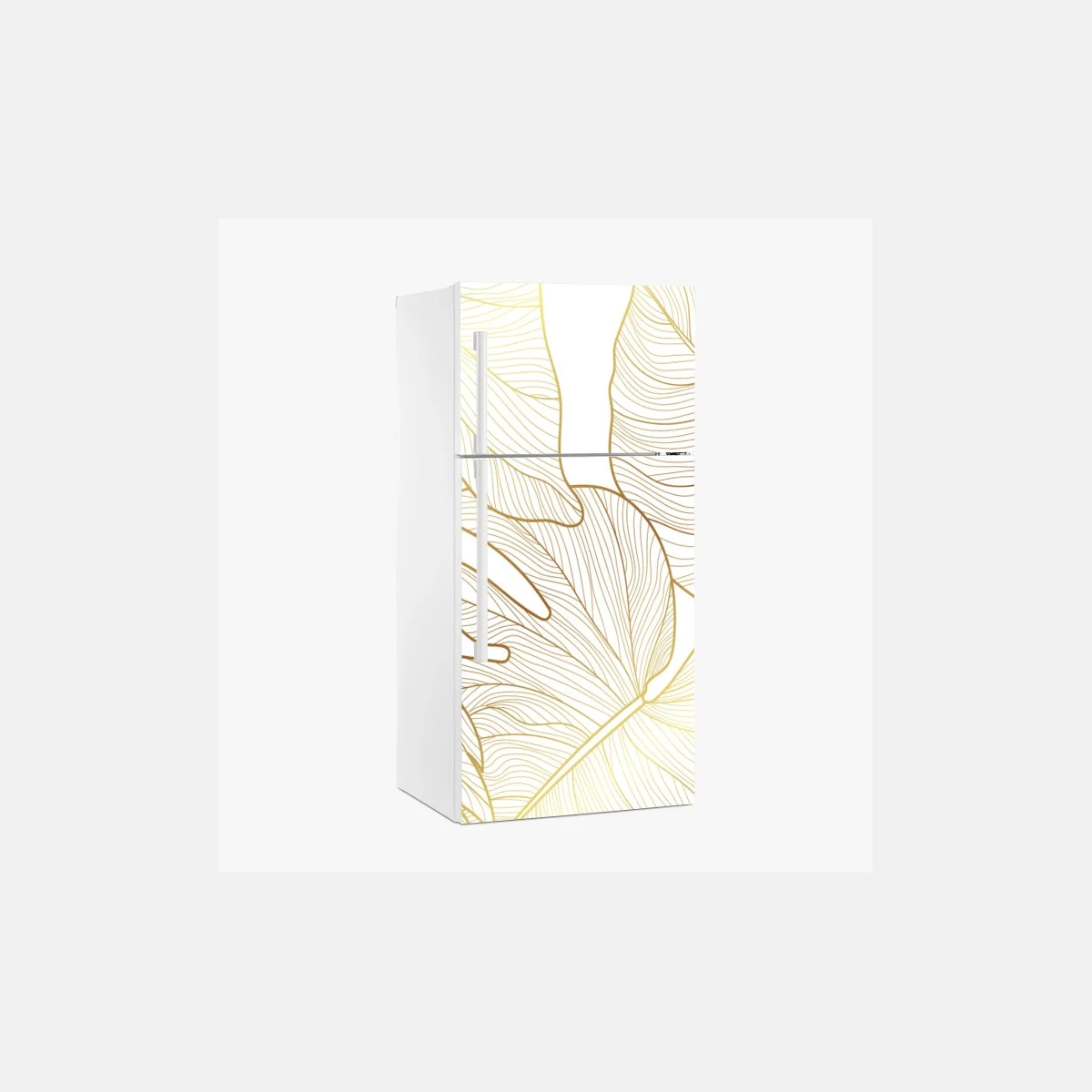 Sticker pour réfrigérateur feuilles tropicales dorées sur fond blanc – Wallnifity® Sticker pour réfrigérateur feuilles tropicales dorées sur fond blanc – Wallnifity®