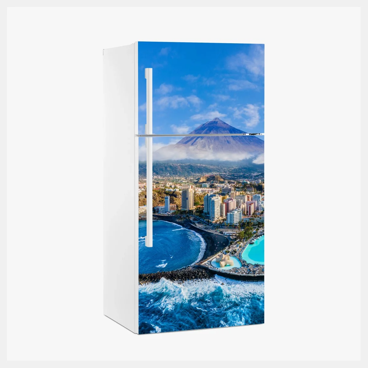 Sticker pour réfrigérateur panorama côtier au pied du volcan – Wallnifity® Sticker pour réfrigérateur panorama côtier au pied du volcan – Wallnifity®