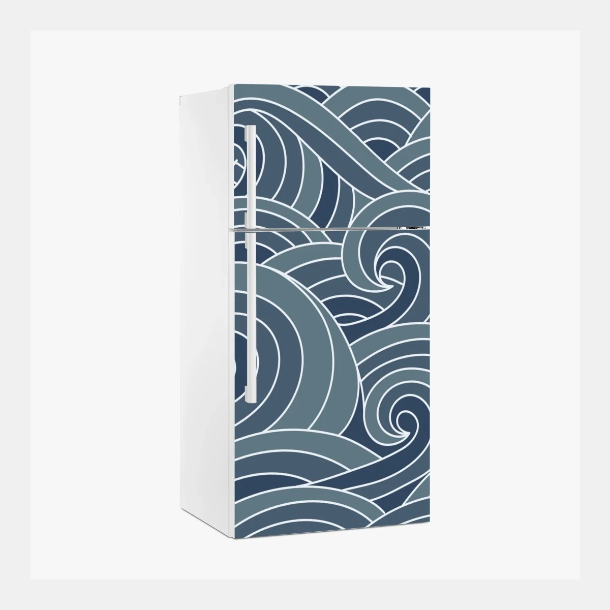 Sticker pour réfrigérateur vagues stylisées japonaises bleu-gris – Wallnifity® Sticker pour réfrigérateur vagues stylisées japonaises bleu-gris – Wallnifity®