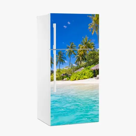 Sticker pour réfrigérateur plage tropicale paradisiaque bord de mer – Wallnifity®