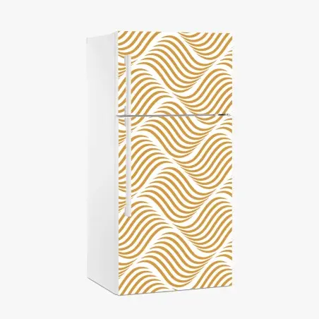 Sticker pour réfrigérateur motif ondulé doré pour décoration murale – Wallnifity®