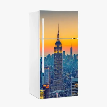 Sticker pour réfrigérateur vue panoramique de New York au coucher de soleil – Wallnifity®