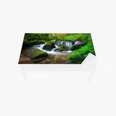 Sticker pour table et bureau cascade sereine au cœur de la forêt – Wallnifity®