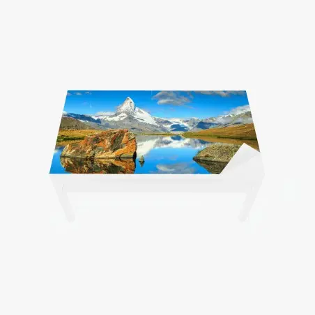 Sticker pour table et bureau reflet du Cervin sur un lac alpin – Wallnifity®