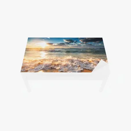Sticker pour table et bureau aurore dorée au bord de mer – Wallnifity®
