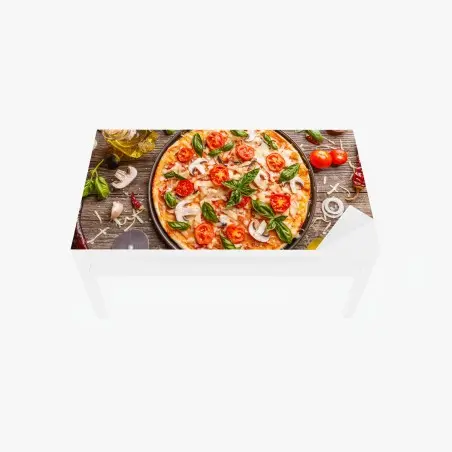 Sticker pour table et bureau pizza italienne rustique sur fond en bois – Wallnifity®