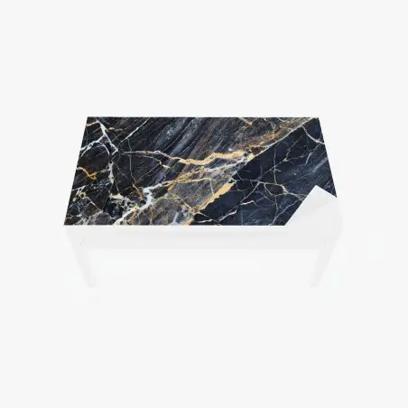 Sticker pour table et bureau élégance marbrée bleu-gris aux veines dorées – Wallnifity®