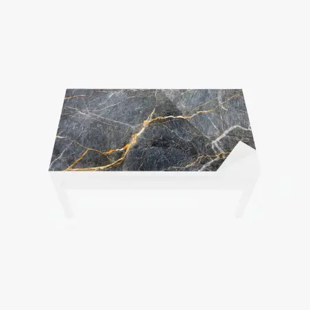 Sticker pour table et bureau marbre gris aux veines dorées – Wallnifity®