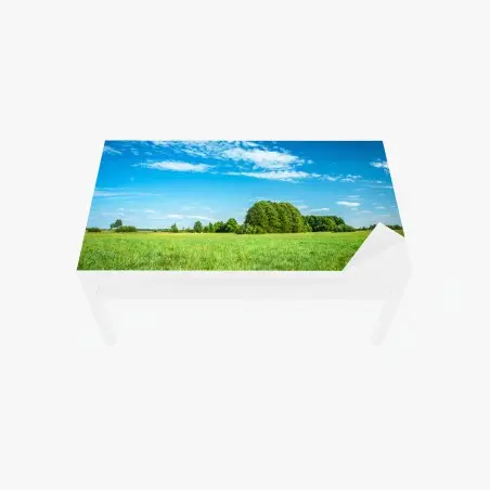Sticker pour table et bureau paysage de prairie sous ciel bleu – Wallnifity®