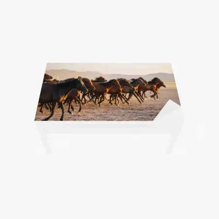 Sticker pour table et bureau troupeau de chevaux yilki au galop à Kayseri – Wallnifity®