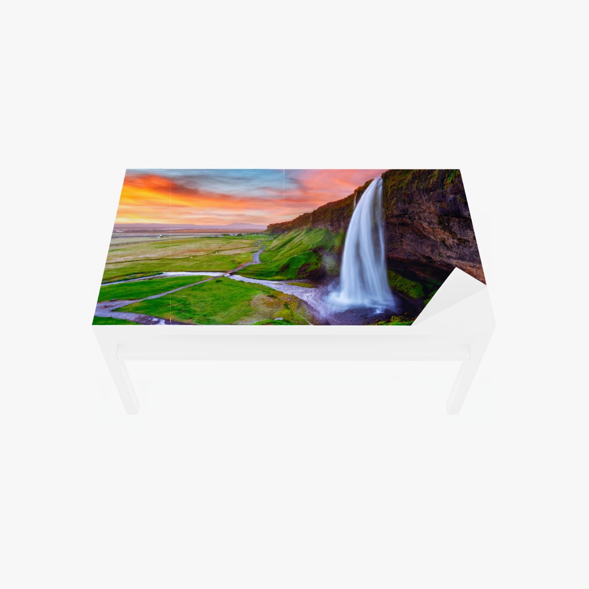 Sticker pour table et bureau cascade majestueuse au coucher de soleil – Wallnifity®