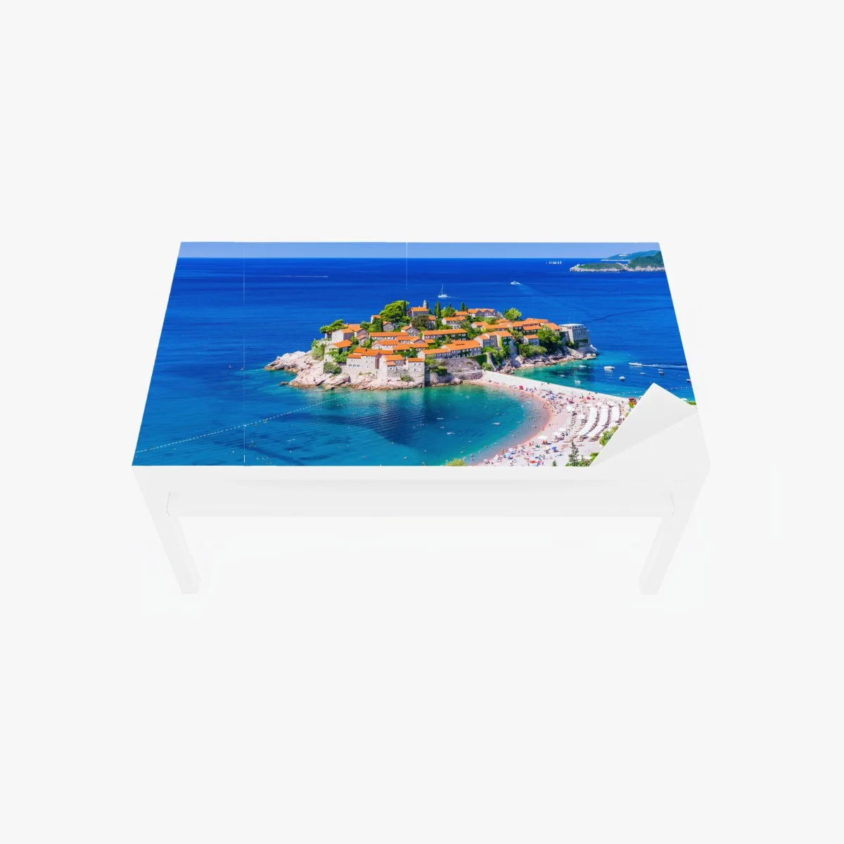 Sticker pour table et bureau vue panoramique de Sveti Stefan, Monténégro – Wallnifity® Sticker pour table et bureau vue panoramique de Sveti Stefan, Monténégro – Wallnifity®