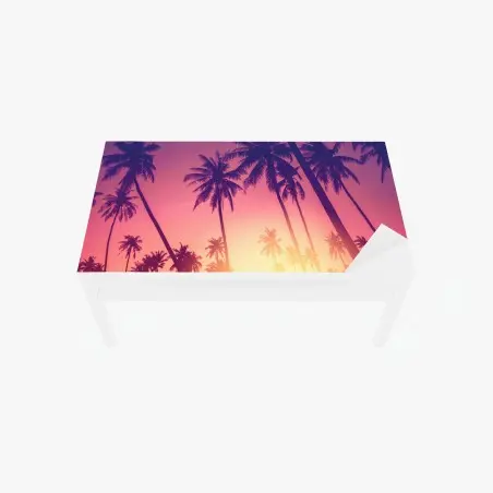 Sticker pour table et bureau palmiers au coucher de soleil rétro – Wallnifity®