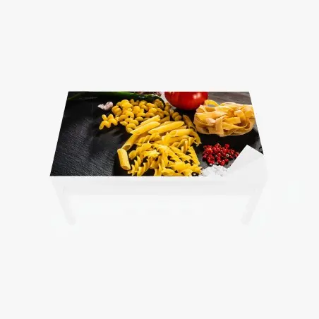 Sticker pour table et bureau composition de pâtes variées et ingrédients méditerranéens – Wallnifity®