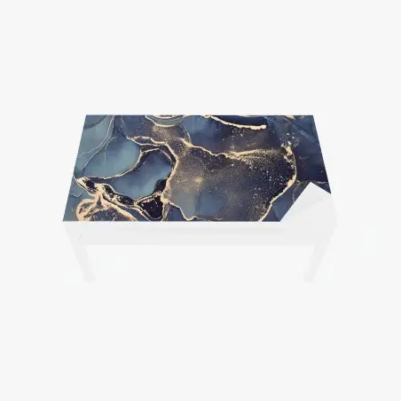 Sticker pour table et bureau vagues célestes bleu et or – Wallnifity®