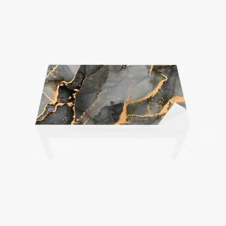 Sticker pour table et bureau danse d'encre dorée sur marbre gris – Wallnifity®