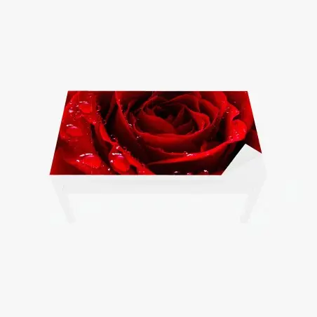 Sticker pour table et bureau rose rouge en gouttes de rosée – Wallnifity®