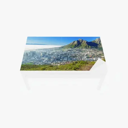Sticker pour table et bureau panorama de Cape Town entre ville et montagne – Wallnifity®