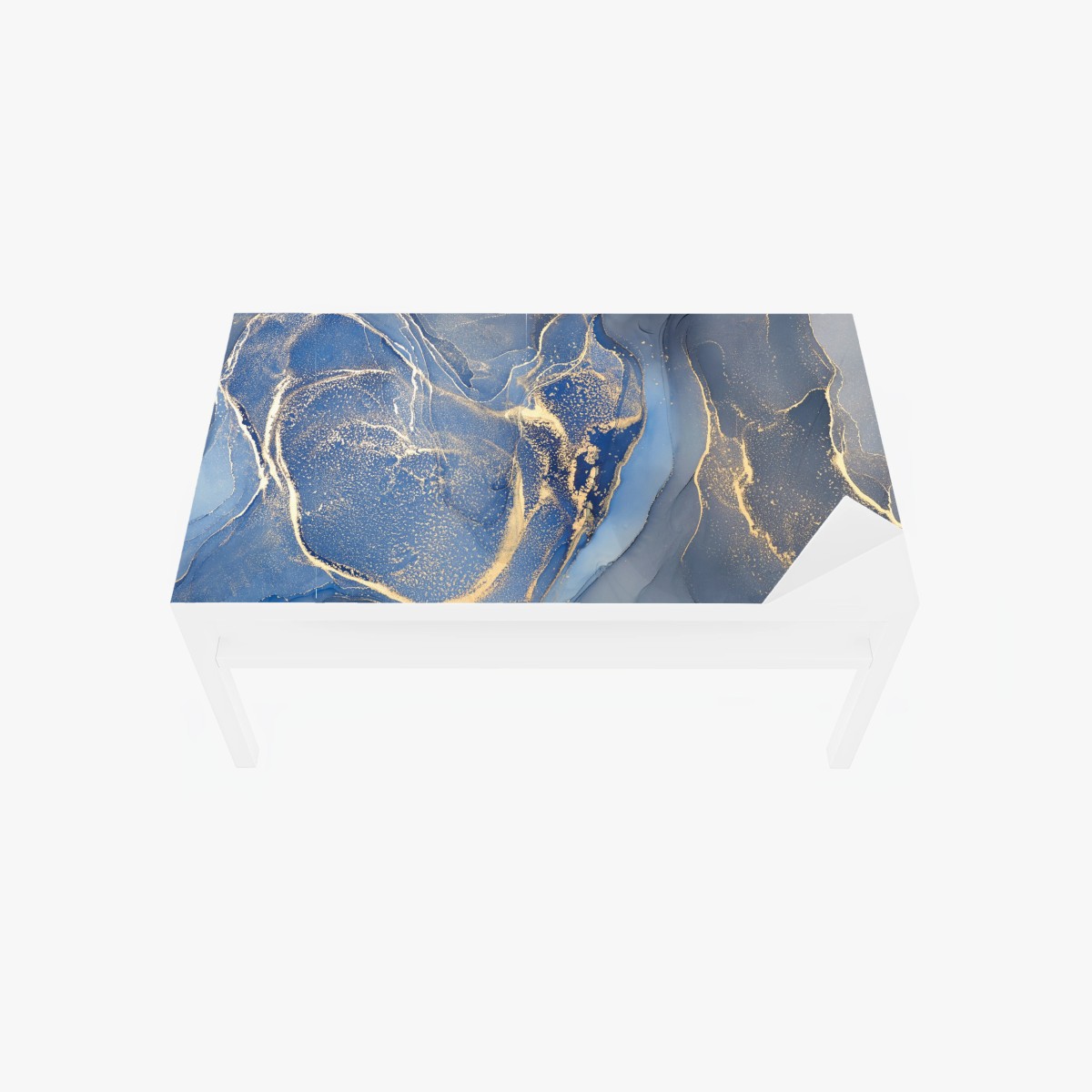 Sticker pour table et bureau vagues d'or sur fond bleu – Wallnifity®