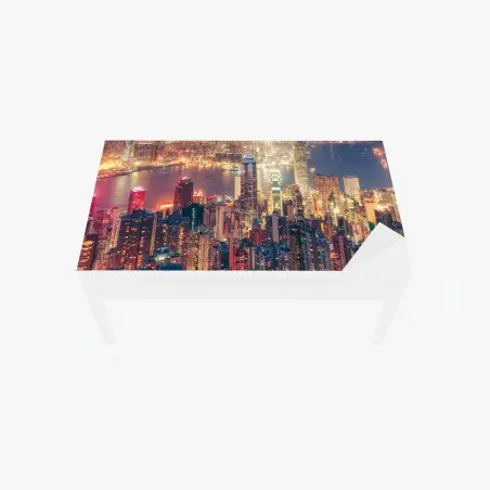 Sticker pour table et bureau vue panoramique nocturne de Hong Kong depuis Victoria Peak – Wallnifity®