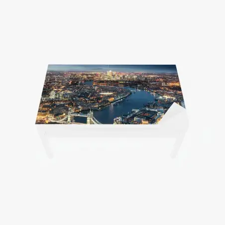 Sticker pour table et bureau vue aérienne nocturne de Londres et du Tower Bridge – Wallnifity®