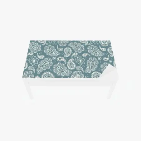 Sticker pour table et bureau motif cachemire floral bleu-vert élégant – Wallnifity®