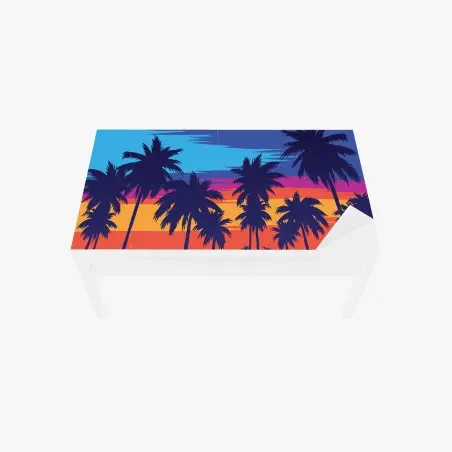 Sticker pour table et bureau scène tropicale rétro aux palmiers – Wallnifity®