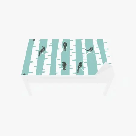 Sticker pour table et bureau oiseaux sur troncs de bouleau menthe – Wallnifity®
