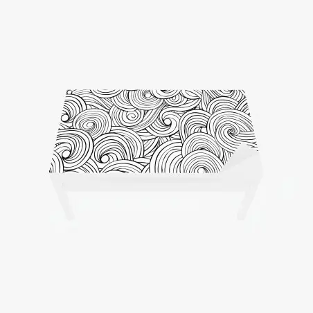 Sticker pour table et bureau motif tourbillonnant abstrait en noir et blanc – Wallnifity®