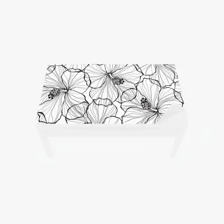 Sticker pour table et bureau motif floral graphique noir et blanc pour décoration murale – Wallnifity®