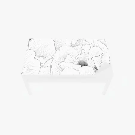 Sticker pour table et bureau motif floral linéaire noir et blanc pour décoration murale – Wallnifity®