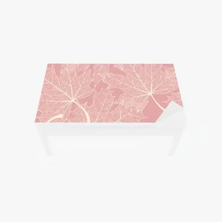 Sticker pour table et bureau motif de feuilles stylisées rose et crème – Wallnifity®