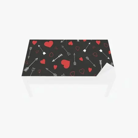 Sticker pour table et bureau motif de cœurs rouges et flèches blanches sur fond sombre – Wallnifity®