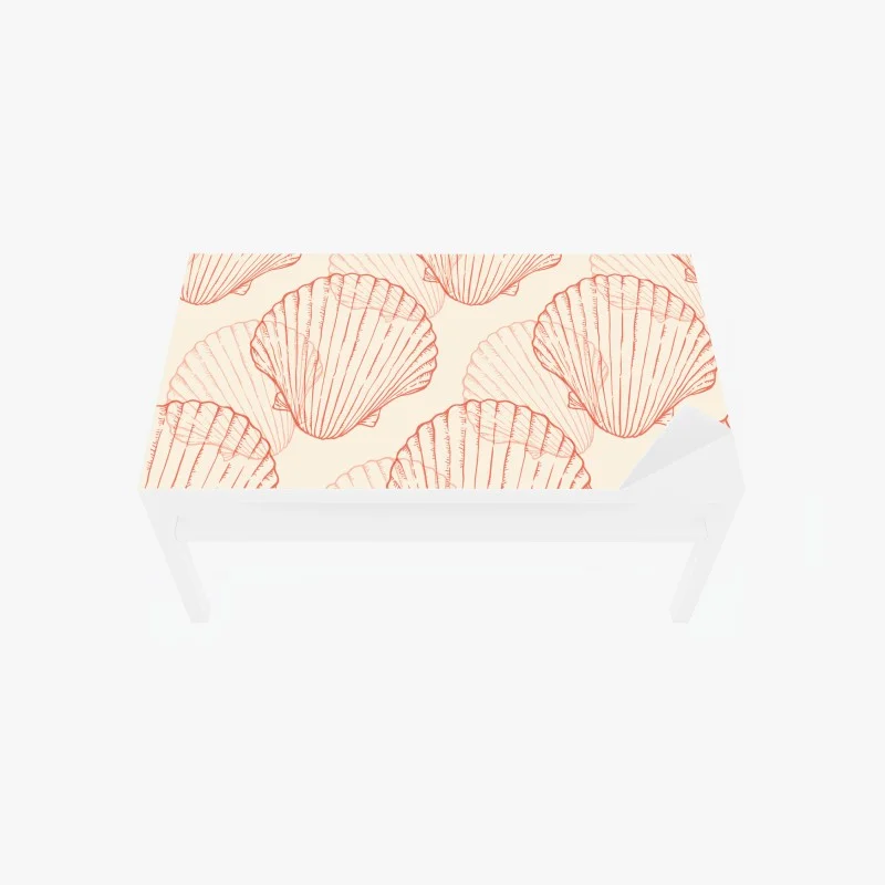 Sticker pour table et bureau motif coquillages corail sur fond beige – Wallnifity®