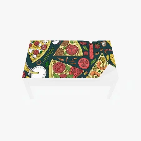 Sticker pour table et bureau motif pizzas et ingrédients dessiné à la main – Wallnifity®